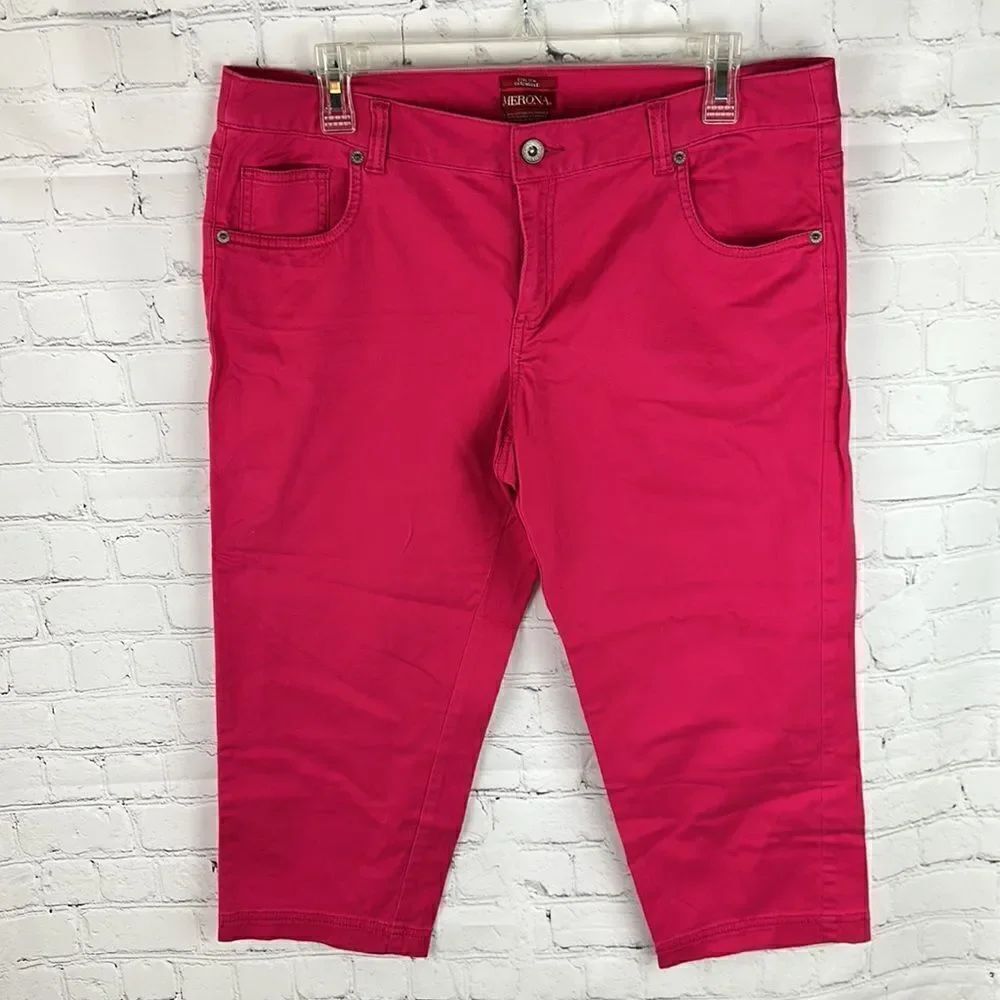 Merona Stretch Red/Pink Cropped Pants Size 12